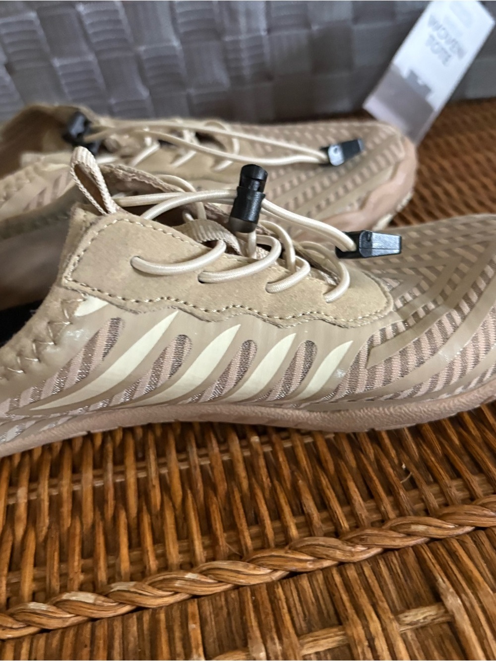 Neutral Beige Women's Athletic Shoes with Quick-Tie Lacing